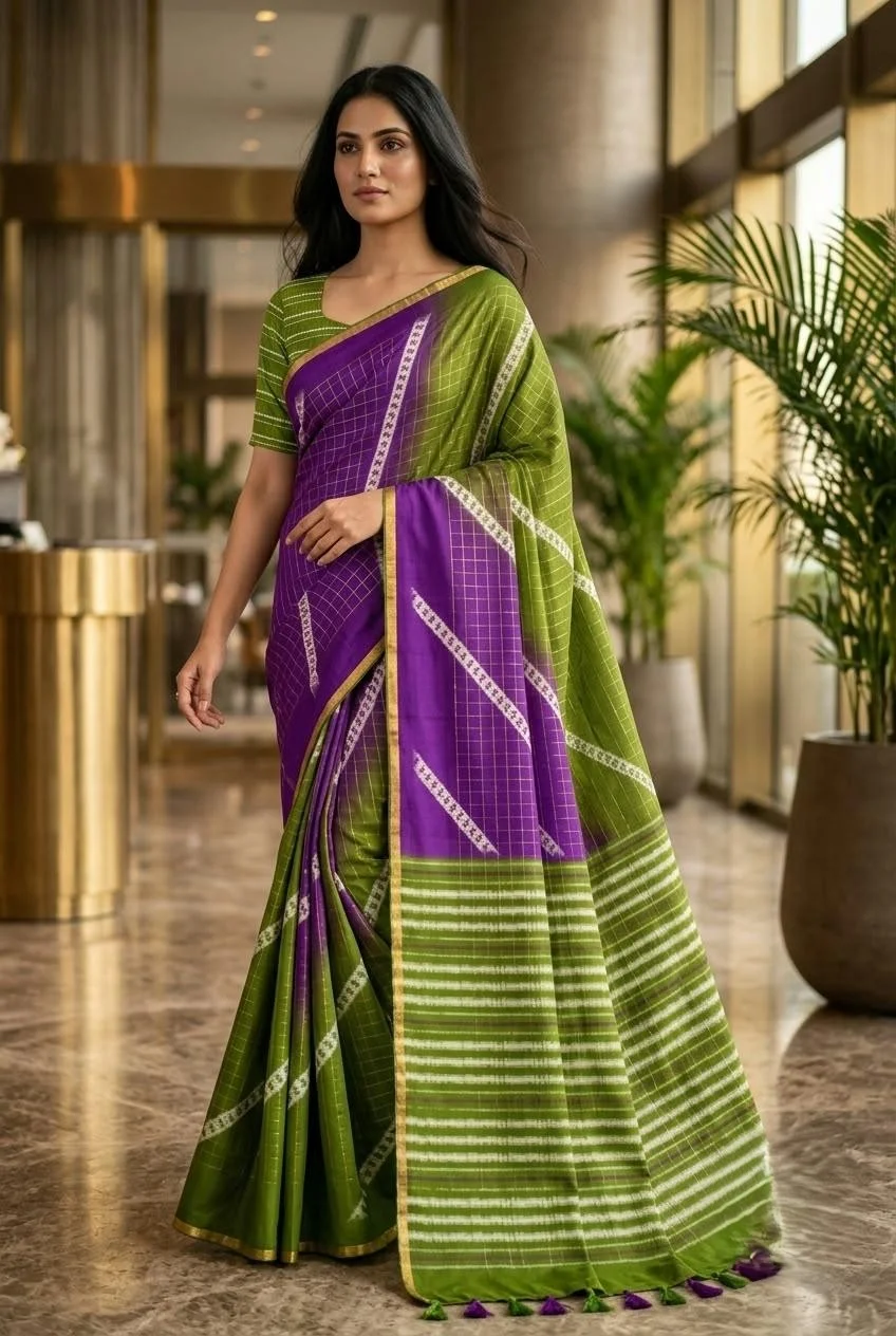 Pure Linen Jari Cotton Saree